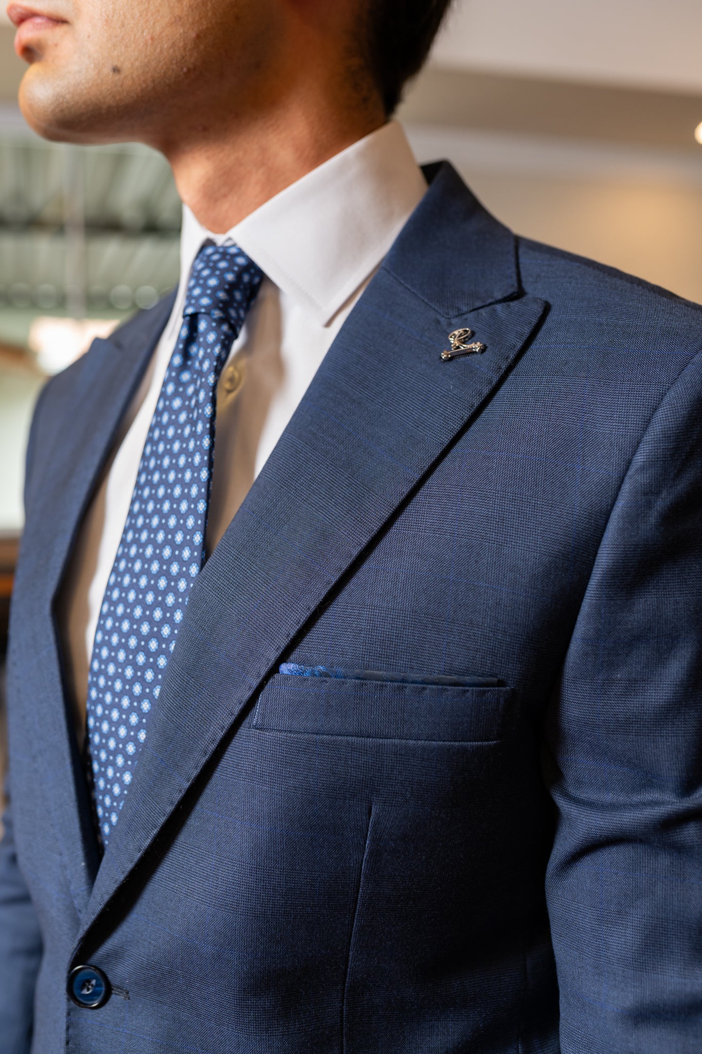 Costume Alfaiataria Azul Xadrez 1125