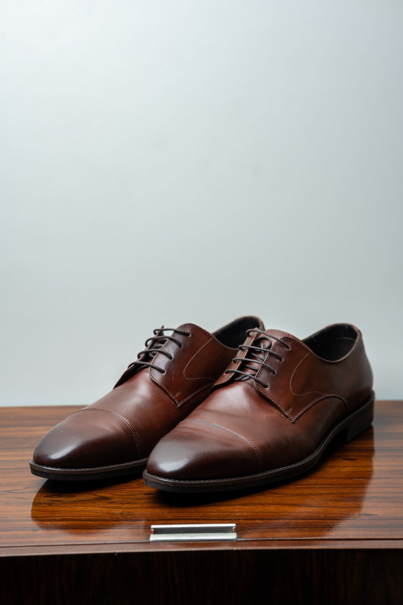 Sapato Social de Couro Sola de borracha Tabaco