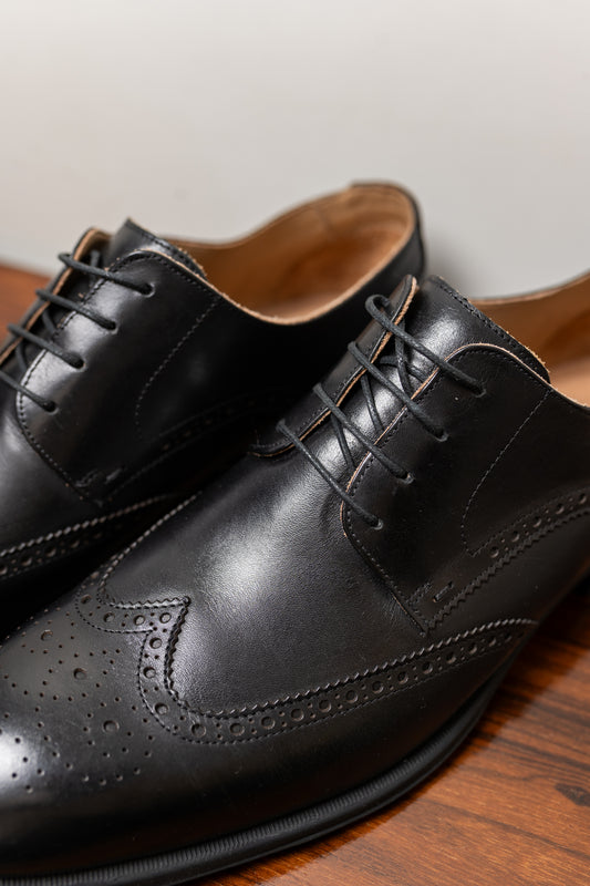 Sapato Social de Couro Sola de borracha Preto brogue