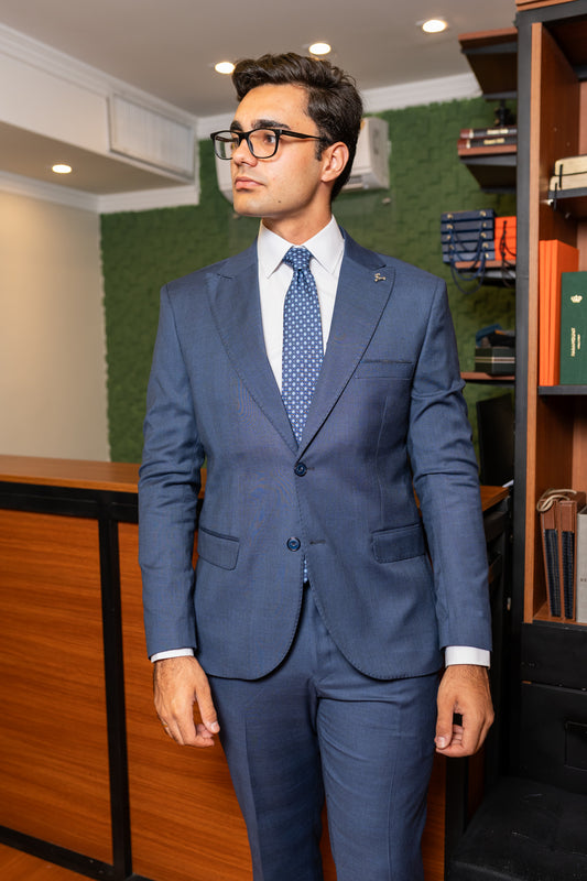 Costume Alfaiataria Azul Xadrez 1125