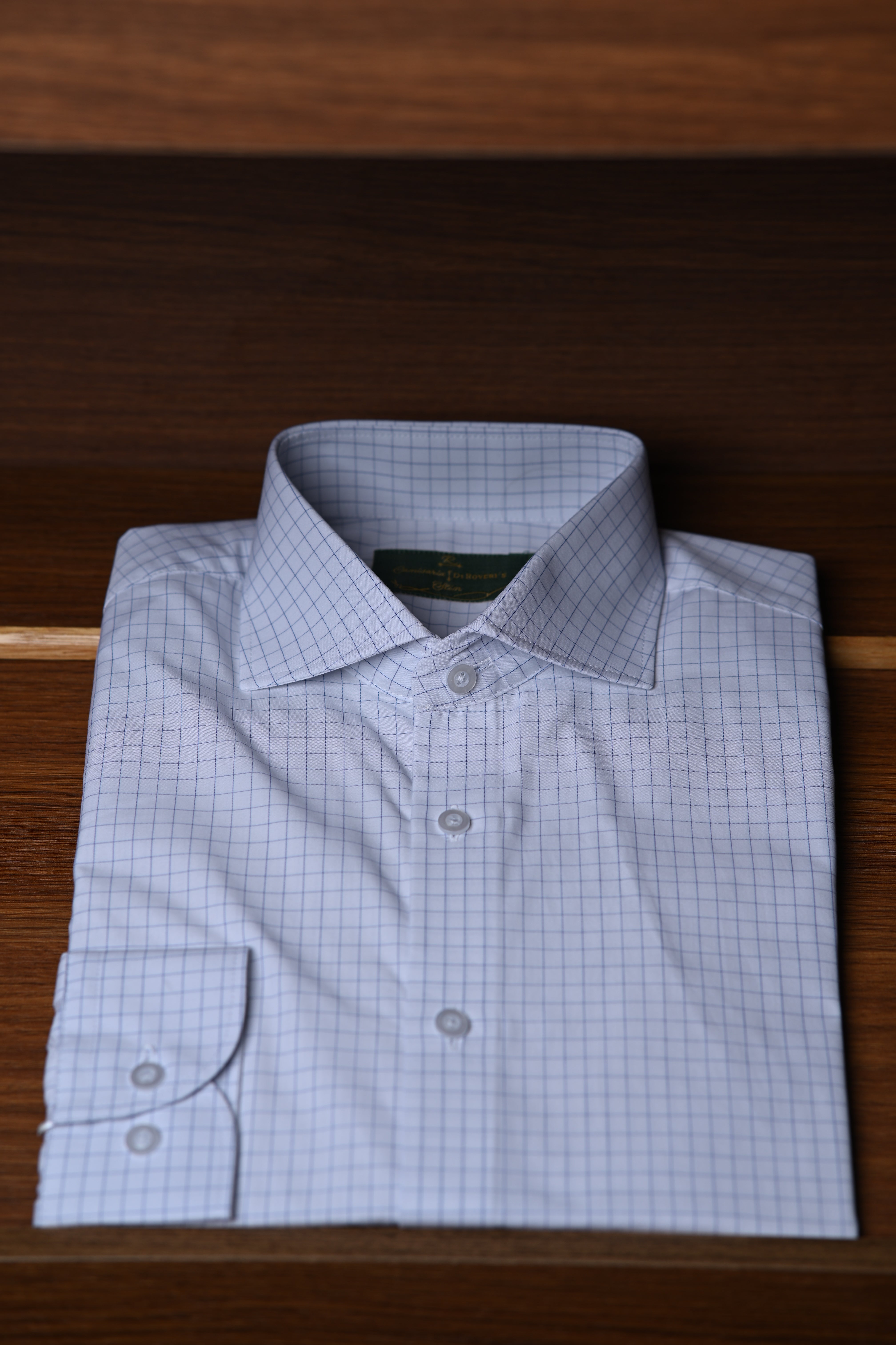Camisa Fio 80 Branca c/xadrez azul
