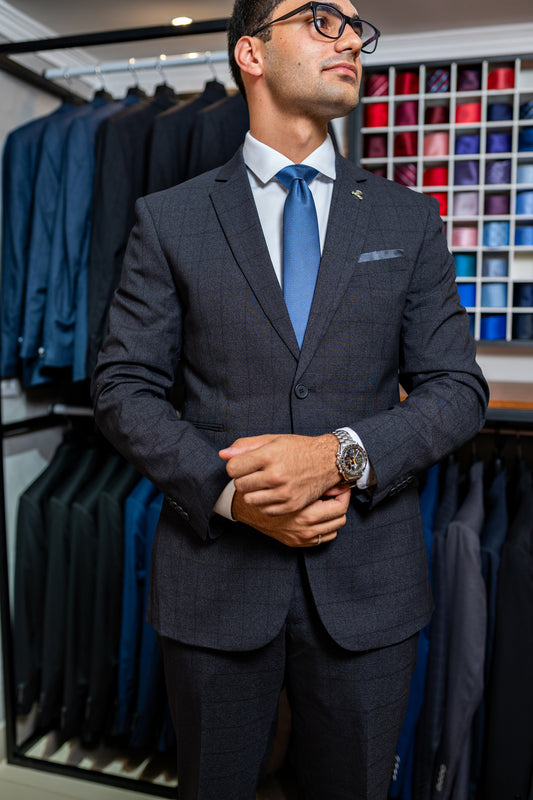 Costume Alfaiataria Clássica Chumbo xadrez 0225