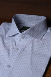Camisa Fio 80 Branca c/xadrez azul