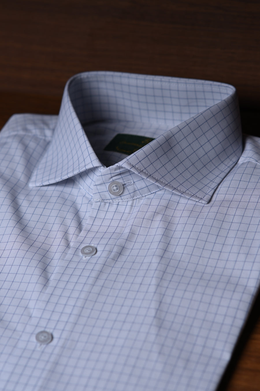 Camisa Fio 80 Branca c/xadrez azul