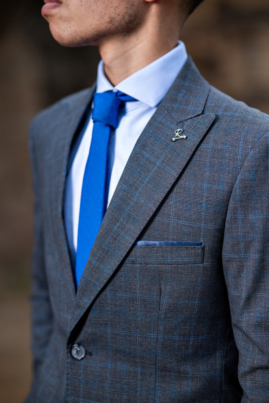 Costume Alfaiataria Chumbo Xadrez 0924