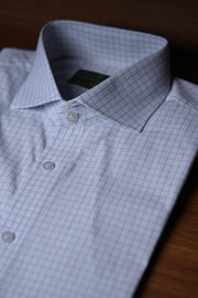 Camisa Fio 80 Branca c/xadrez azul