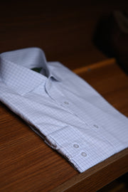 Camisa Fio 80 Branca c/xadrez azul