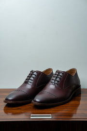 Sapato Oxford de Couro Vinho Brogue