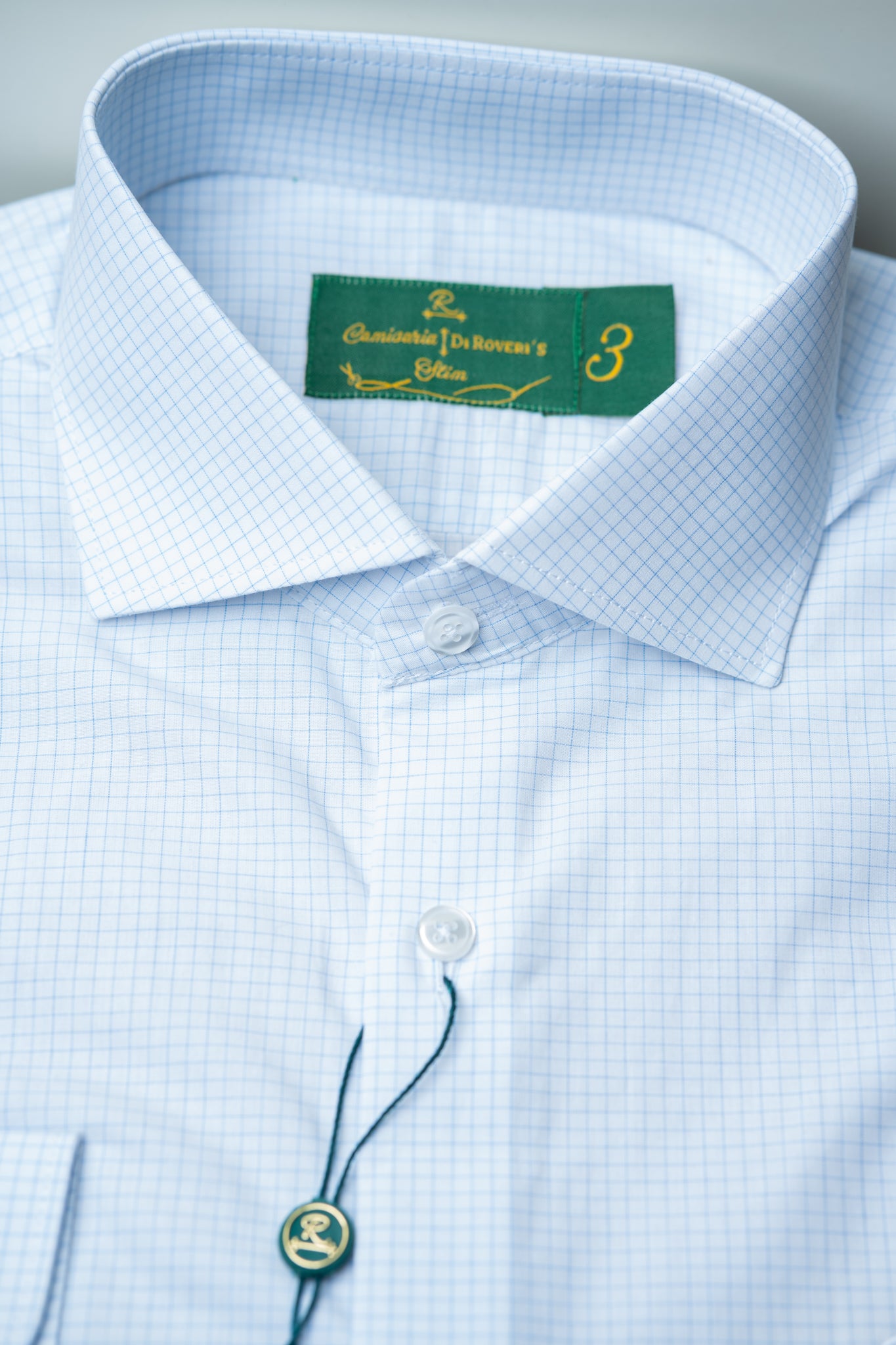 Camisa Fio 60 Branca c/xadrez azul