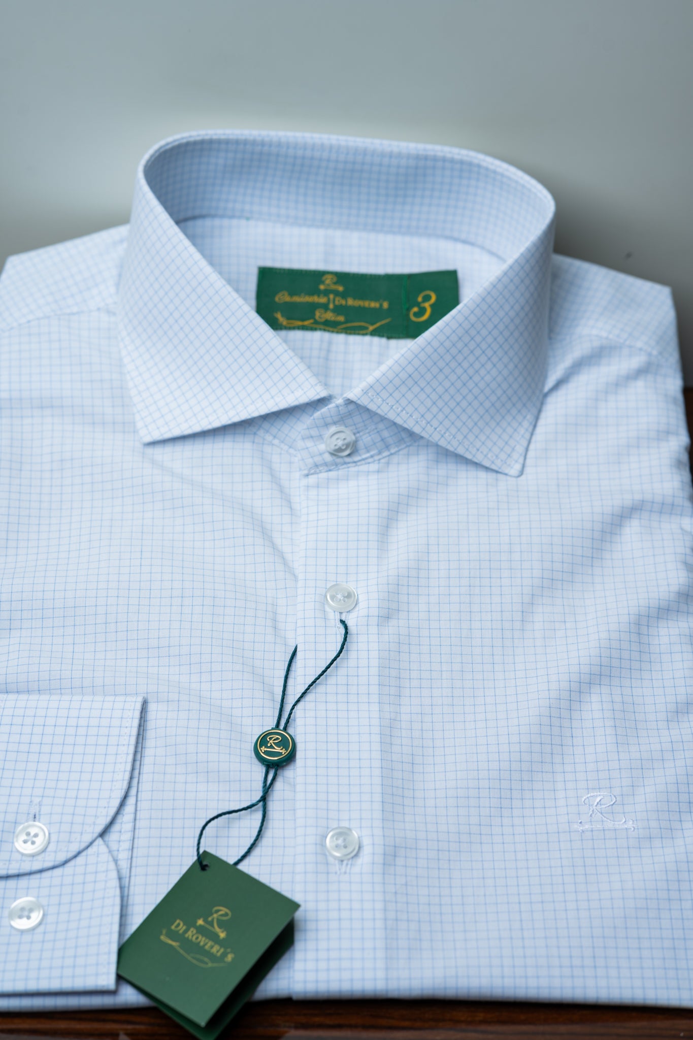 Camisa Fio 60 Branca c/xadrez azul