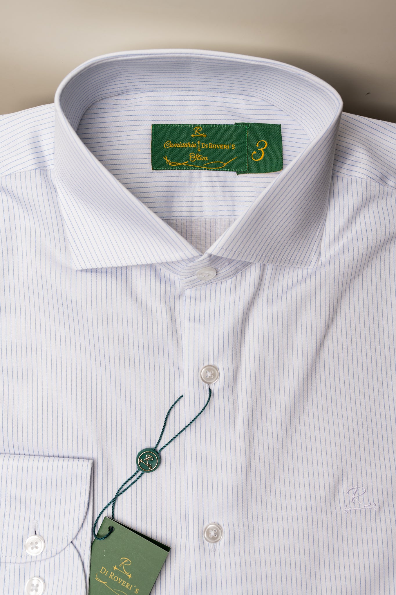 Camisa Fio 60 Branca c/listra azul