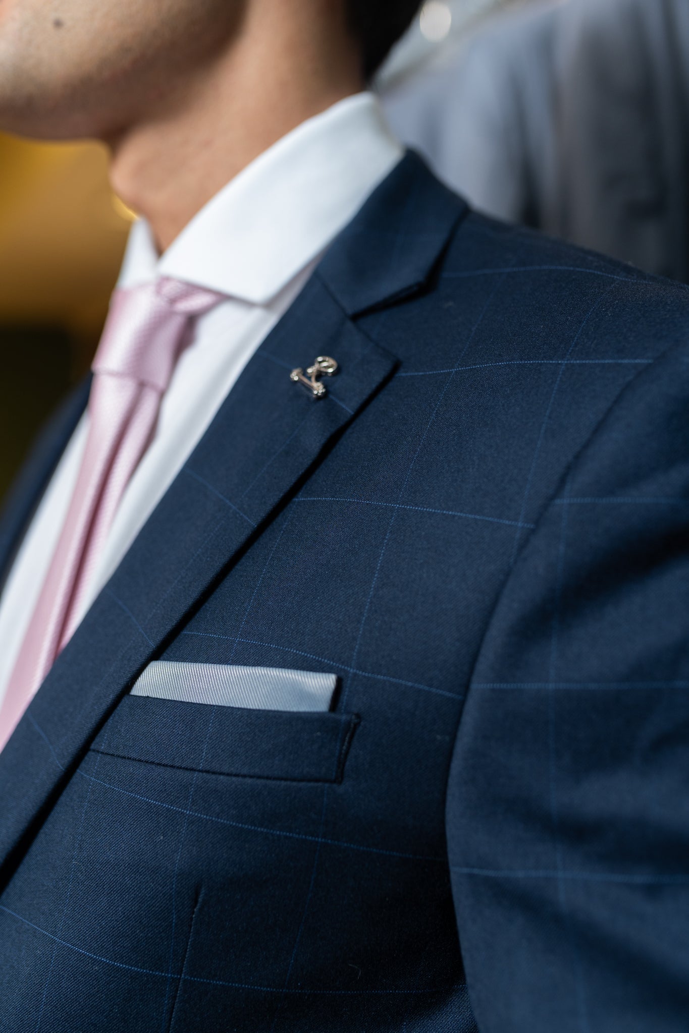 Costume Alfaiataria Clássica Azul Marinho Xadrez 0425